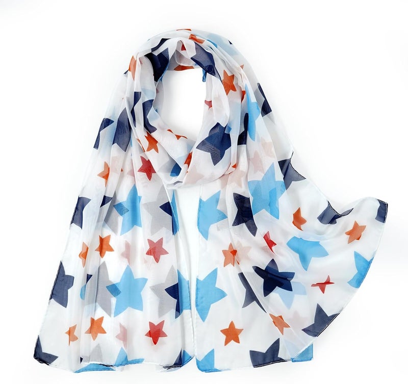 E-Clover Women Soft Floral Print Shawl Chiffon Sheer Scarf - Image 1